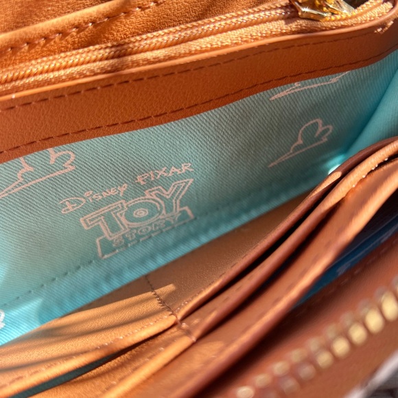 EUC Loungefly Toy Story character aop Pixar Brown wallet - Picture 3 of 4